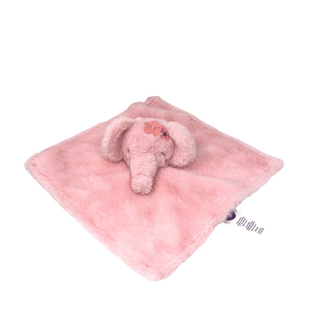 Parent's Choice Elephant Lovey Pink Floral Satin Plush Security Blanket